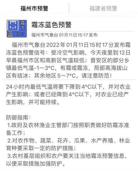 跌破0℃！霜冻预警！福建春节期间的天气……-第1张图片-足球直播_足球免费在线高清直播_足球视频在线观看无插件-24直播网